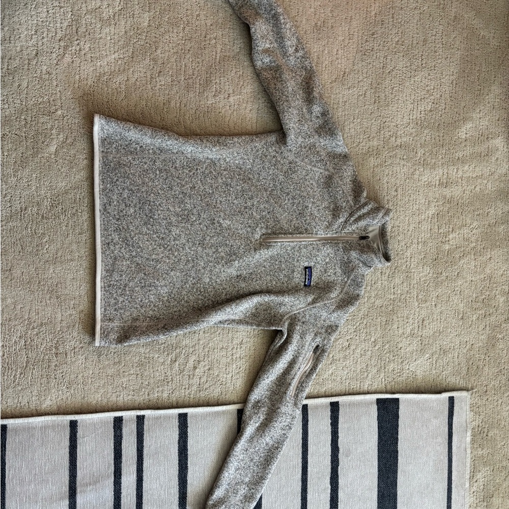 Tan and Gray Marbled Quarter-Zip Pullover